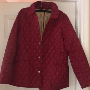Red puffer jacket